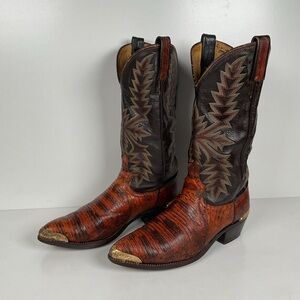 Vintage Dan Post Teju Lizard Cowboy Boots | Natural Cut | USA Made | Men’s 8.5 B